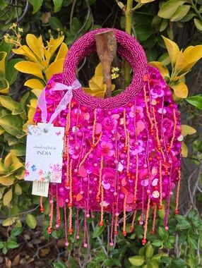 Viral Vibrant Magenta Pink Beaded Sequin Bag